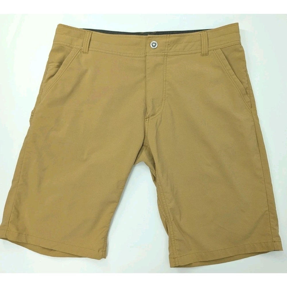 KUHL Shorts Mens 35 Tan Khaki Cotton Nylon Outdoor Hiking Trail Utility Gorpcore